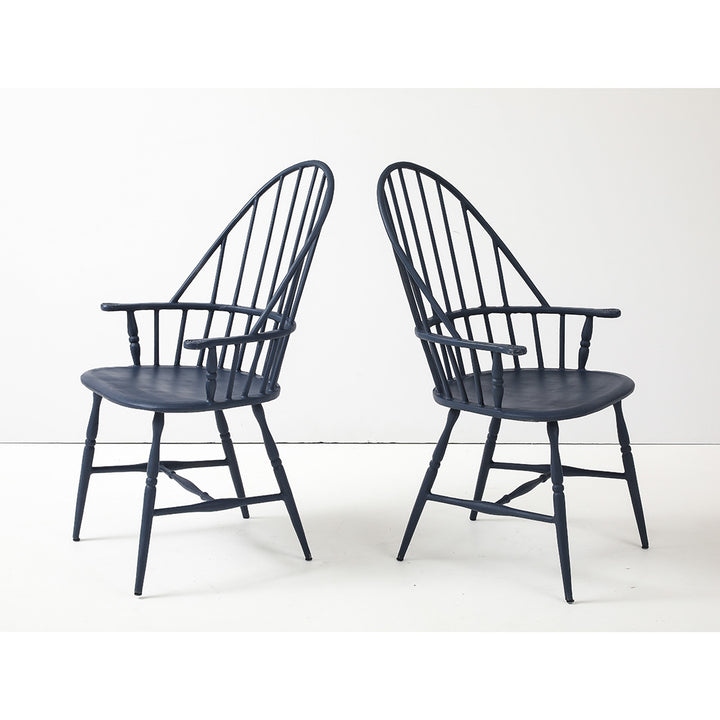 Pair of Vintage Powder Coated Steel Windsor Chairs in Blue