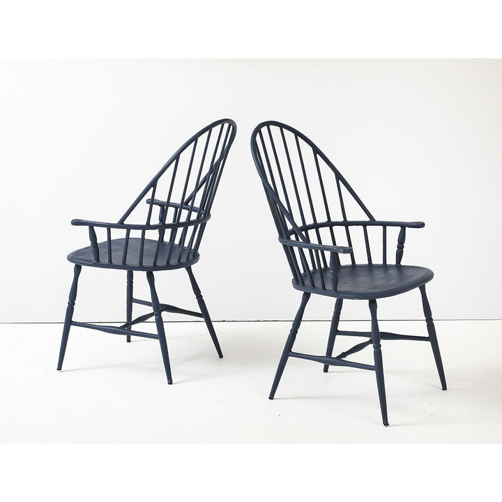 Pair of Vintage Powder Coated Steel Windsor Chairs in Blue