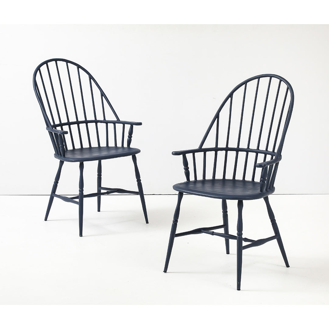 Pair of Vintage Powder Coated Steel Windsor Chairs in Blue