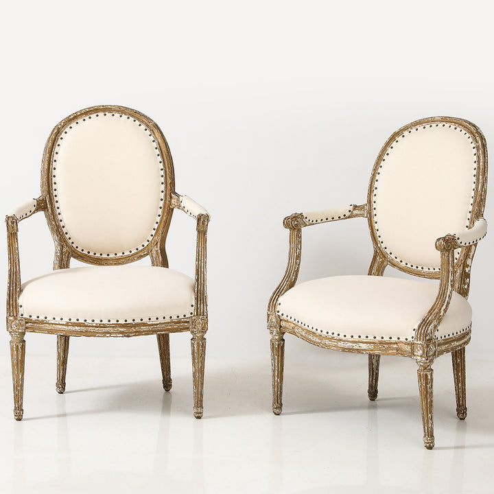 Pair of Louis XVI Style Armchairs, Late 19th Century