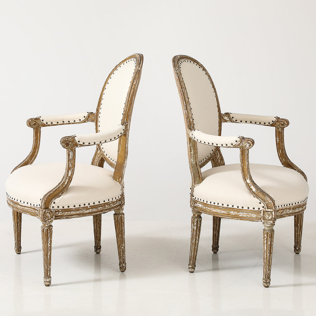Pair of Louis XVI Style Armchairs, Late 19th Century
