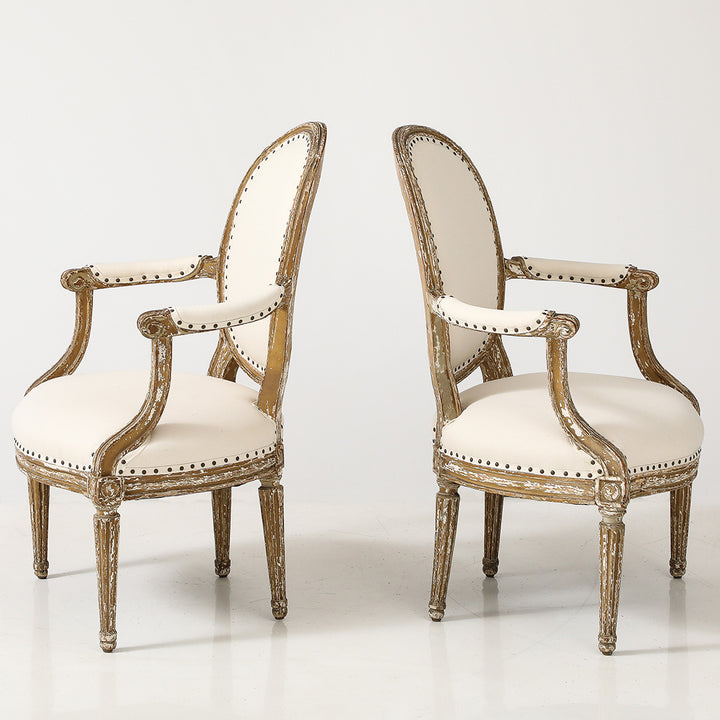 Pair of Louis XVI Style Armchairs, Late 19th Century