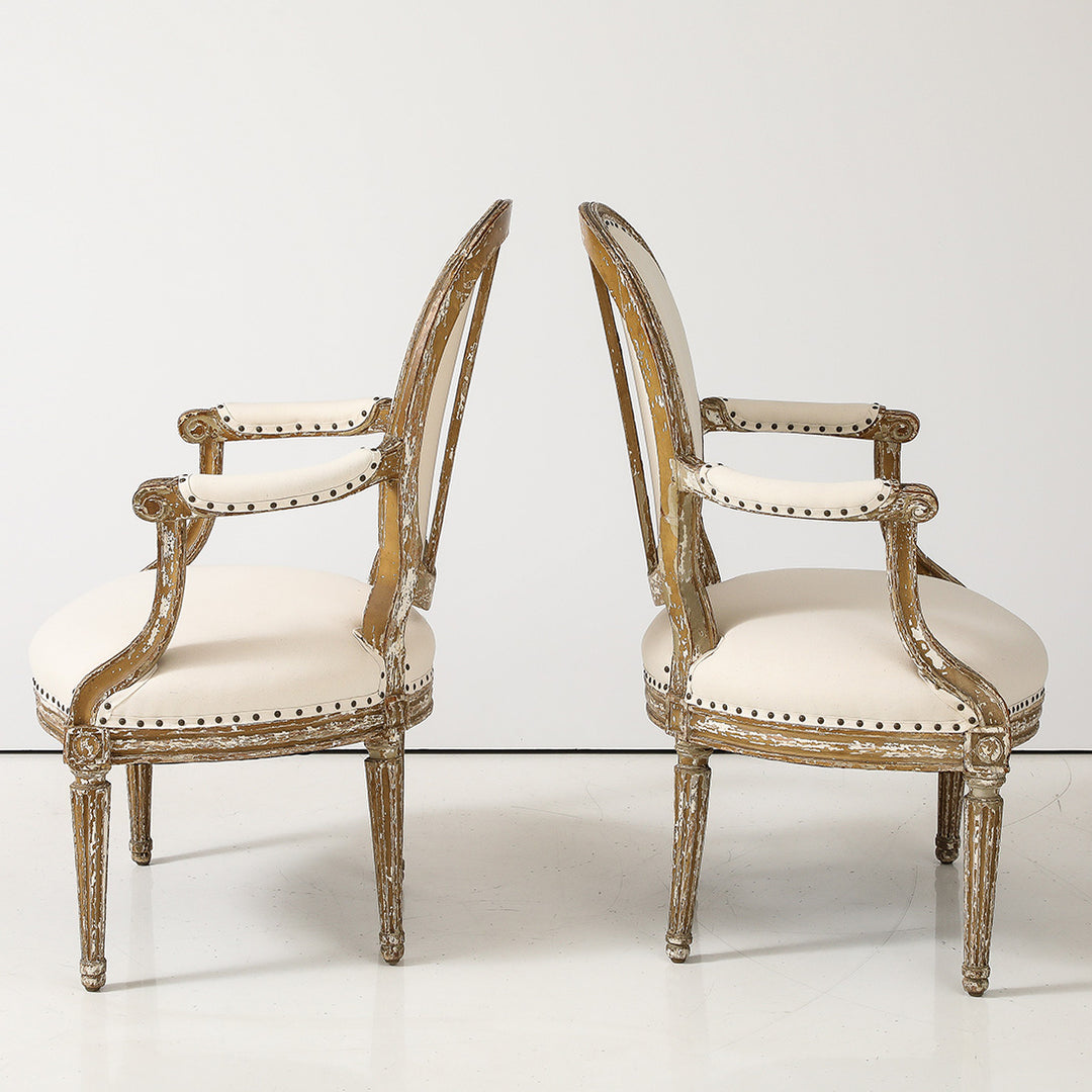 Pair of Louis XVI Style Armchairs, Late 19th Century