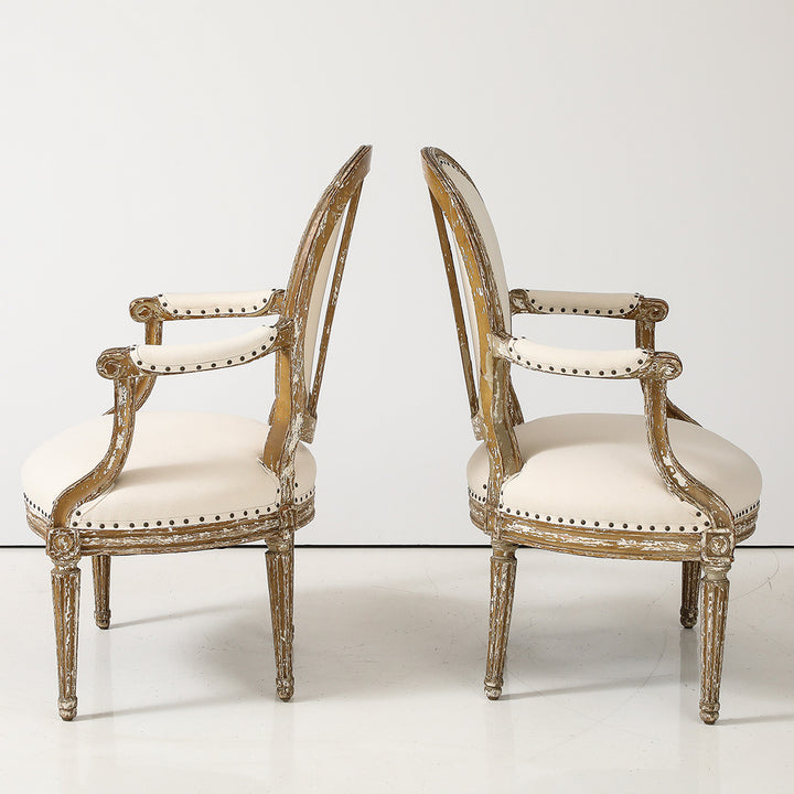 Pair of Louis XVI Style Armchairs, Late 19th Century
