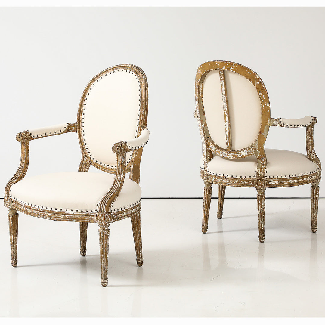 Pair of Louis XVI Style Armchairs, Late 19th Century
