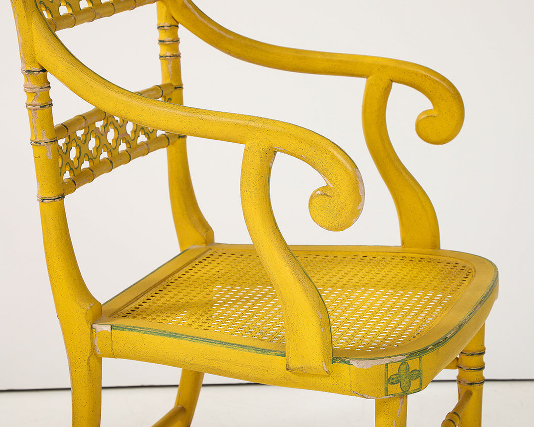 Pair of Regency Style Yellow Armchairs, circa 1960
