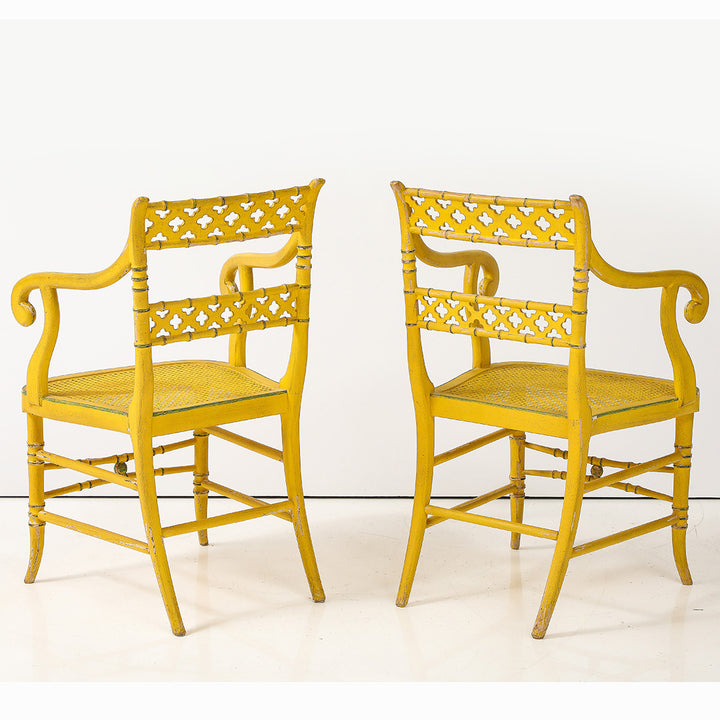 Pair of Regency Style Yellow Armchairs, circa 1960
