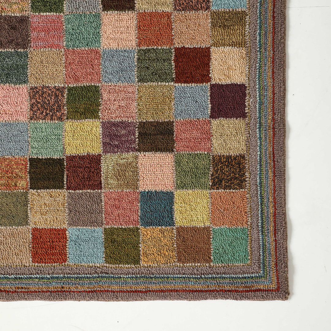 Handmade New England Hooked Rug, circa 1960