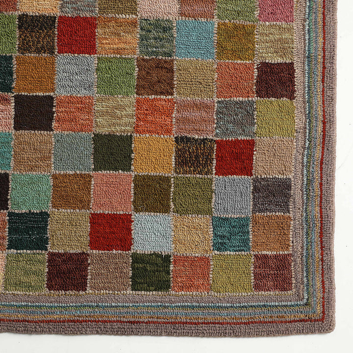 Handmade New England Hooked Rug, circa 1960