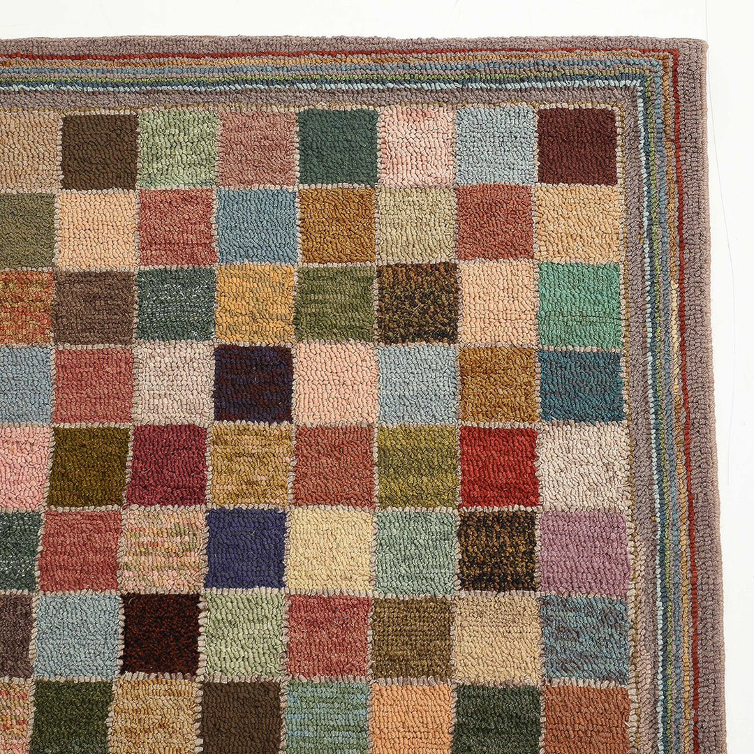 Handmade New England Hooked Rug, circa 1960