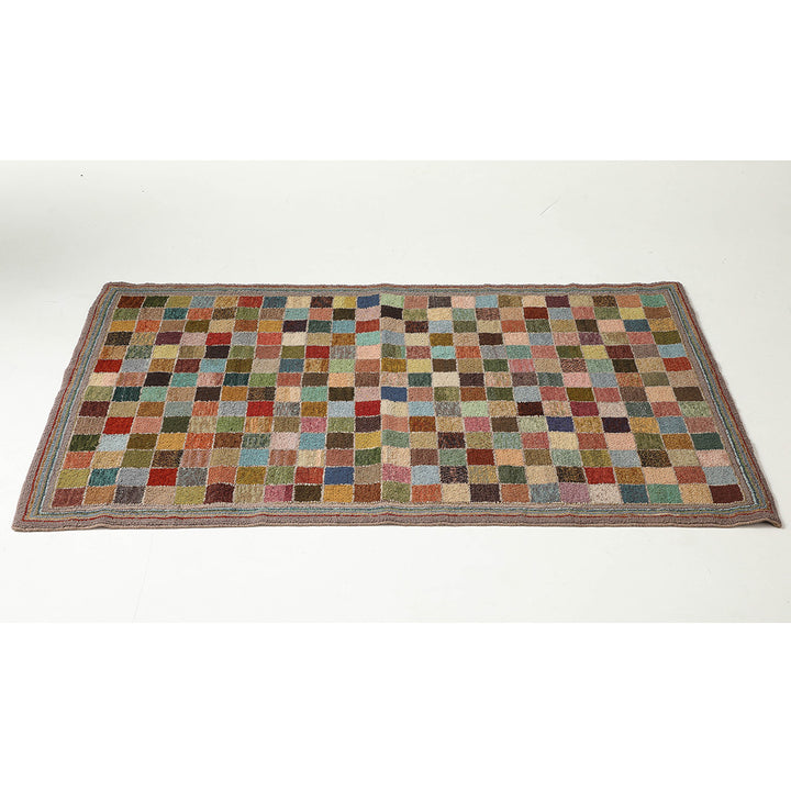 Handmade New England Hooked Rug, circa 1960