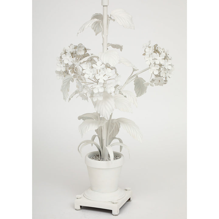 Vintage Painted Tole Hydrangea Lamp with Custom Shade