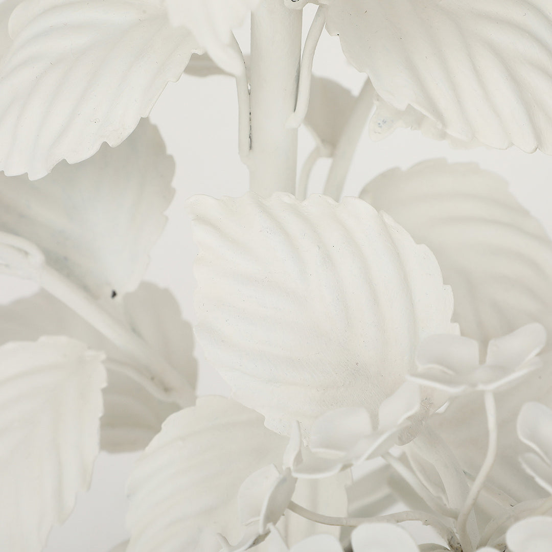 Vintage Painted Tole Hydrangea Lamp with Custom Shade
