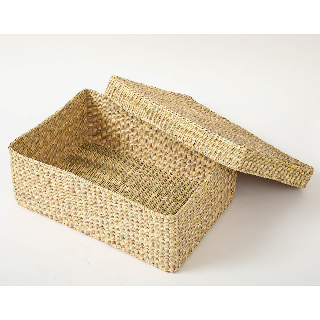 Hand Woven Lidded Storage Basket