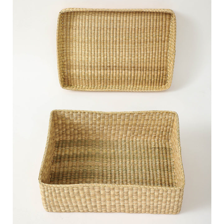 Hand Woven Lidded Storage Basket