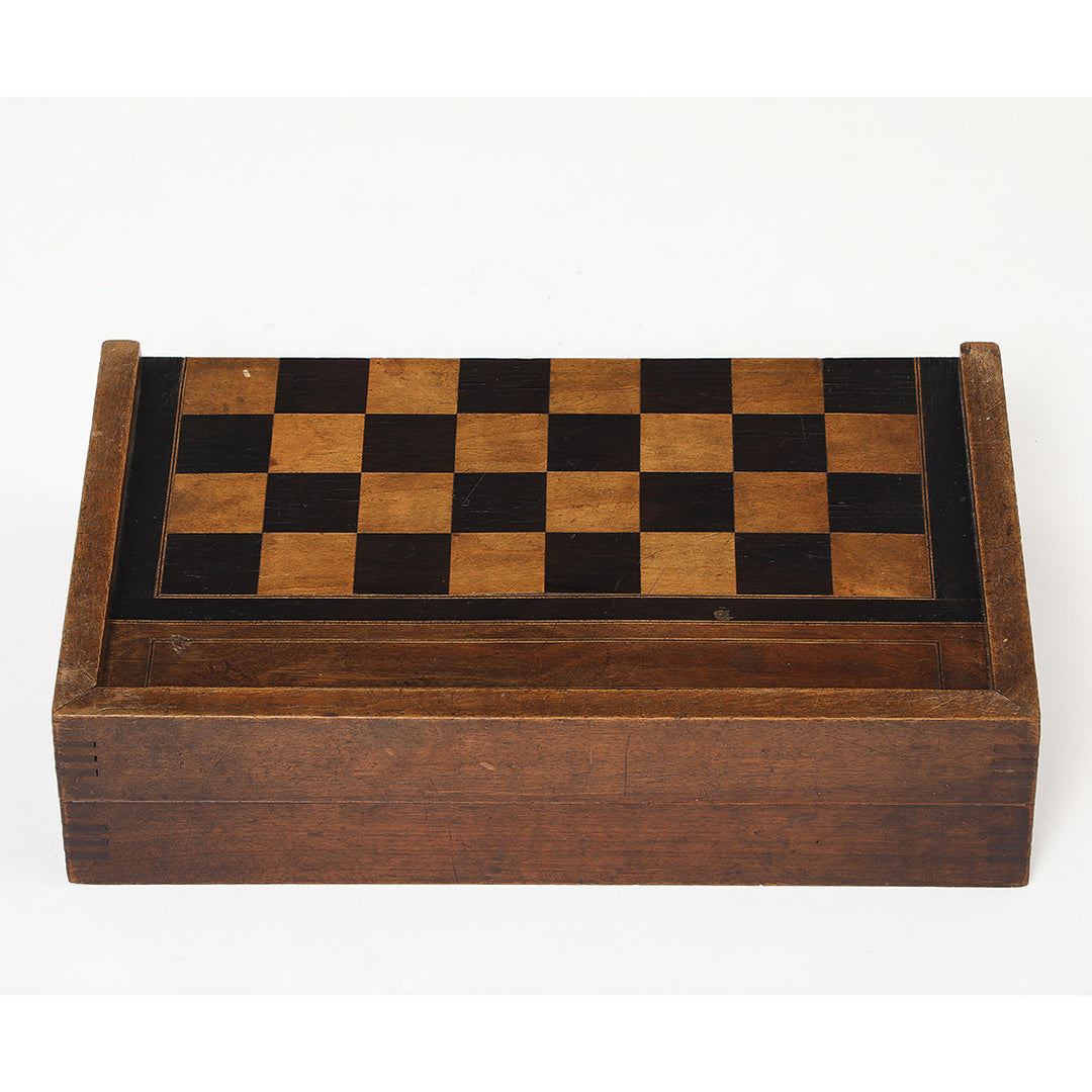 Antique French Marquetry Backgammon and Chess Set, Circa 1910