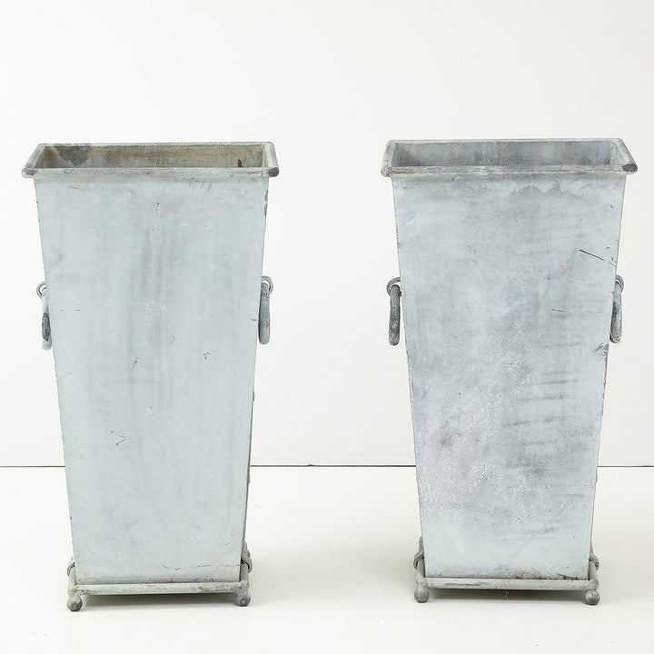 Pair of Vintage Galvanized Steel Planters