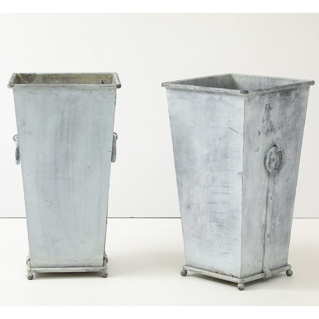 Pair of Vintage Galvanized Steel Planters