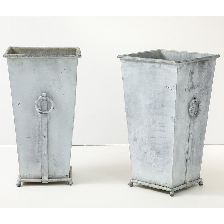 Pair of Vintage Galvanized Steel Planters