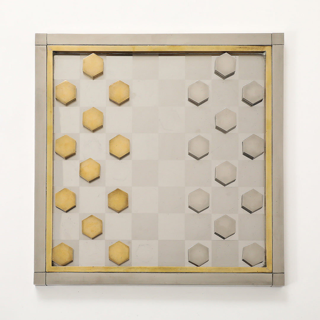 Vintage Brass &amp; Chrome Checkerboard by Romeo Rega