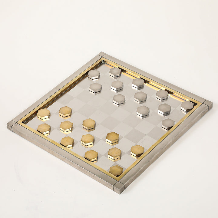 Vintage Brass &amp; Chrome Checkerboard by Romeo Rega