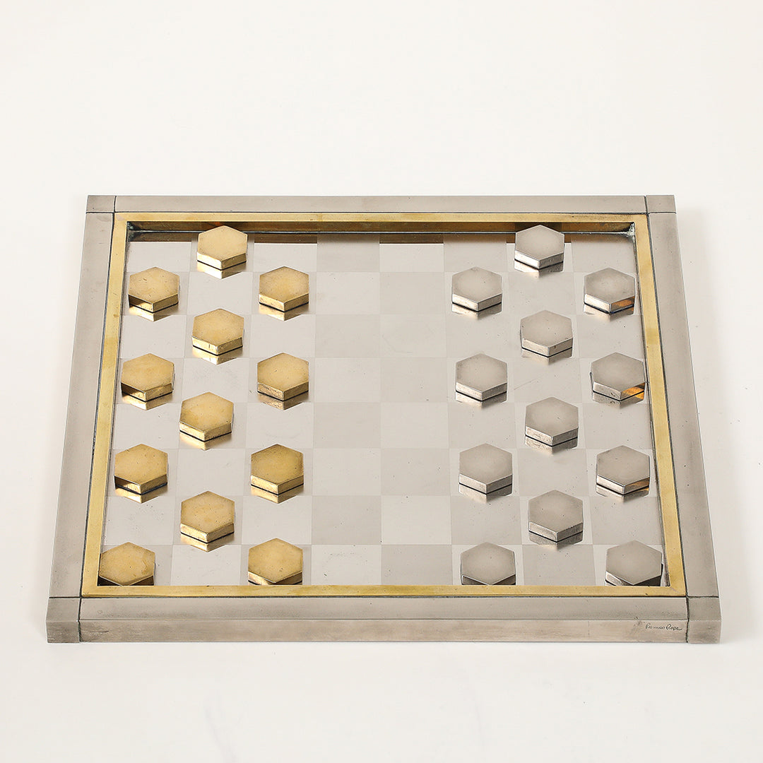 Vintage Brass &amp; Chrome Checkerboard by Romeo Rega