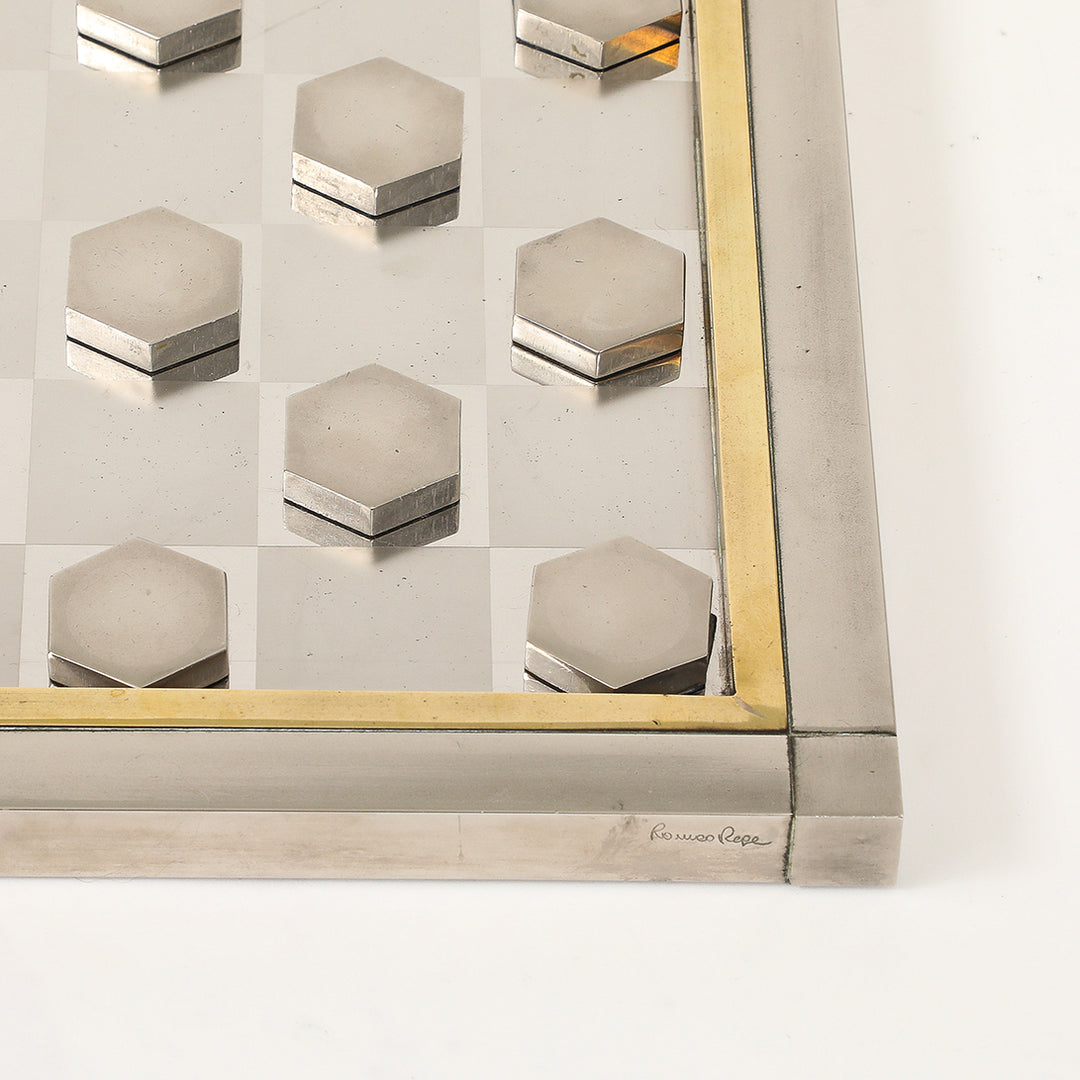 Vintage Brass &amp; Chrome Checkerboard by Romeo Rega