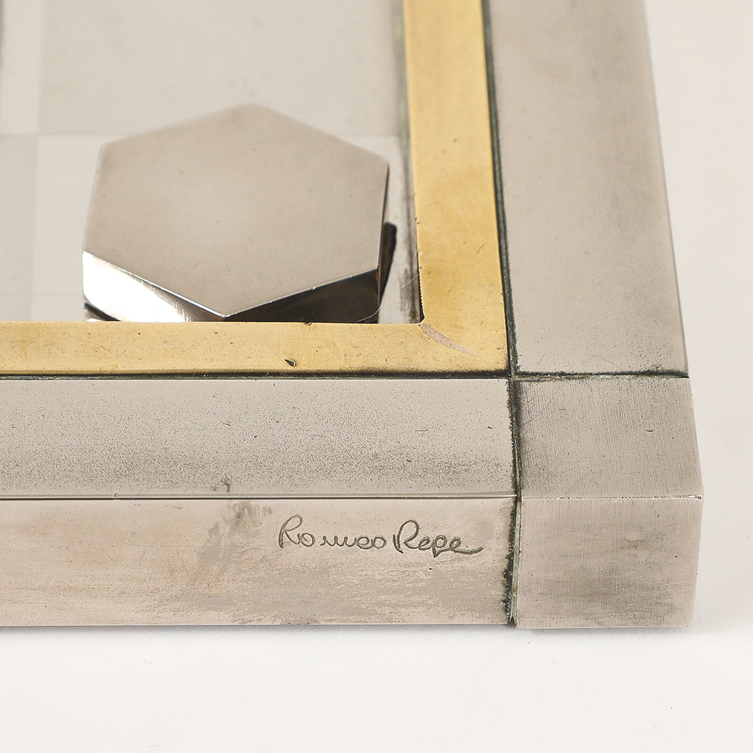 Vintage Brass &amp; Chrome Checkerboard by Romeo Rega