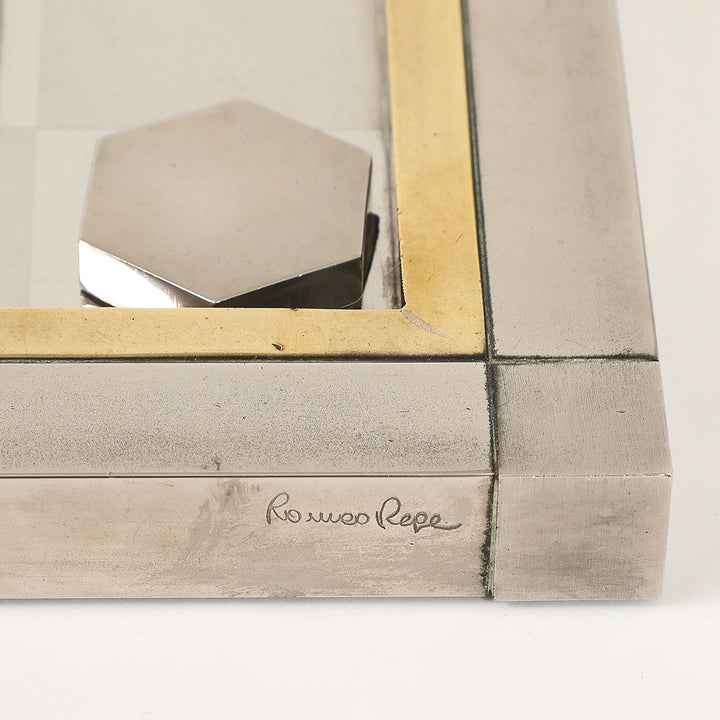 Vintage Brass &amp; Chrome Checkerboard by Romeo Rega
