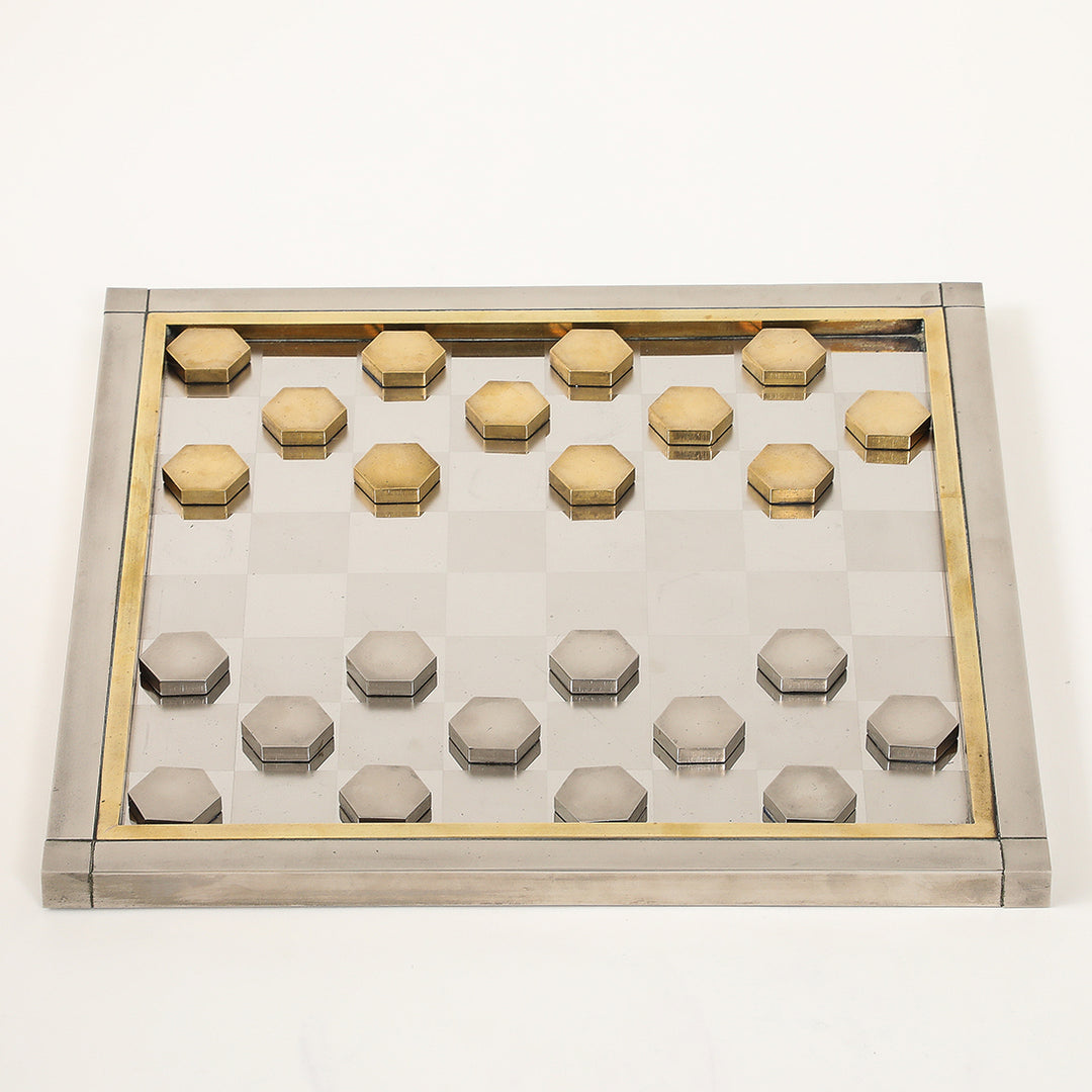 Vintage Brass &amp; Chrome Checkerboard by Romeo Rega