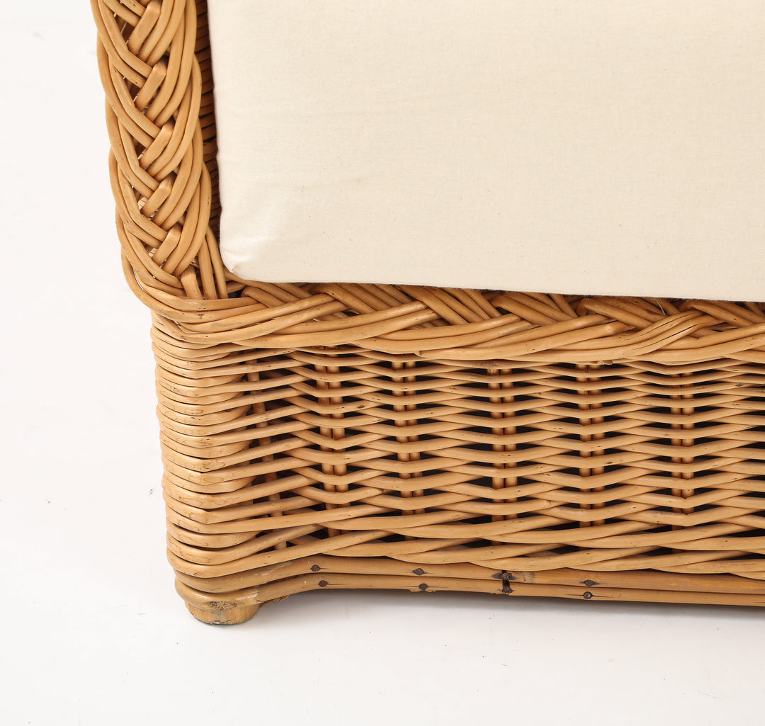 Pair of Vivai Del Sud Style Wicker Armchairs &amp; Ottoman