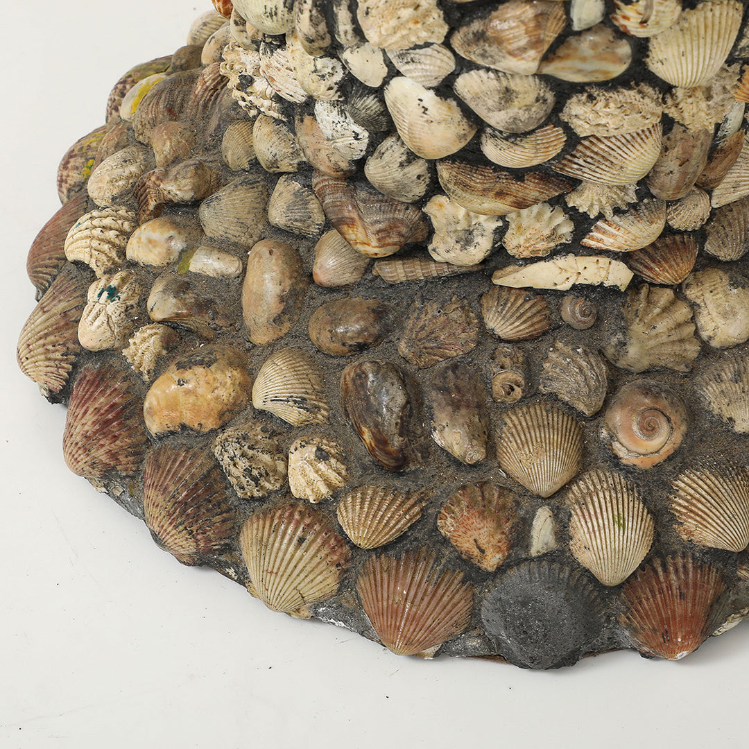 Vintage Handmade Shell Lamp with Parchment Shade