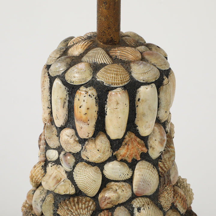 Vintage Handmade Shell Lamp with Parchment Shade