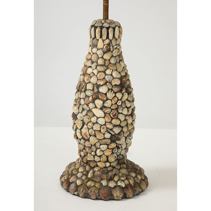 Vintage Handmade Shell Lamp with Parchment Shade