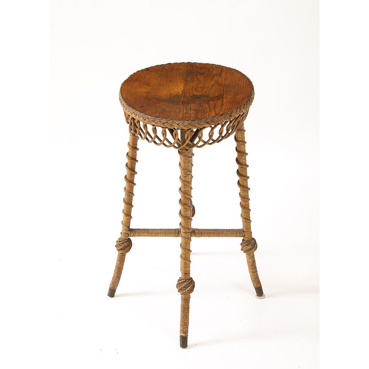Vintage Oval Rattan Table