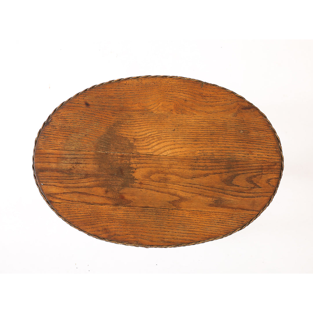 Vintage Oval Rattan Table