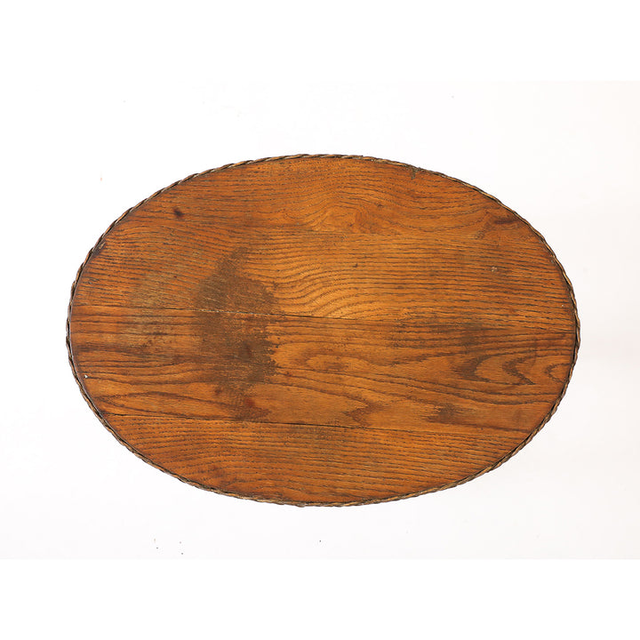 Vintage Oval Rattan Table
