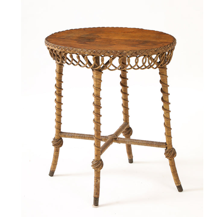 Vintage Oval Rattan Table