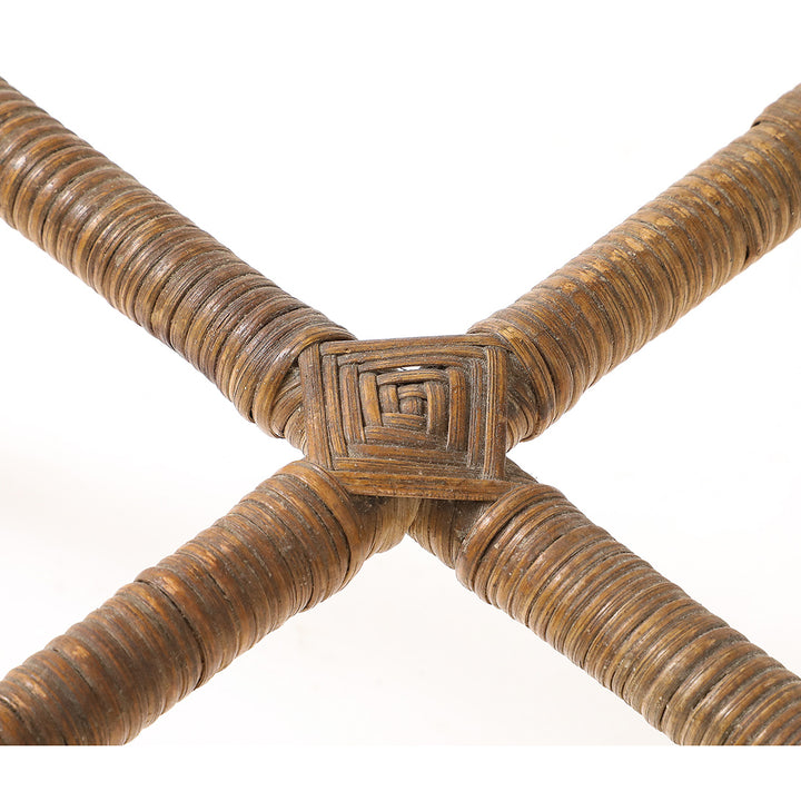 Vintage Oval Rattan Table