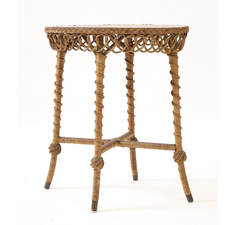 Vintage Oval Rattan Table