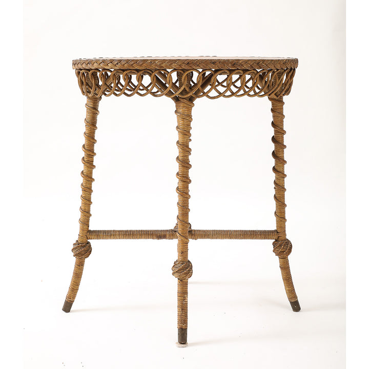 Vintage Oval Rattan Table