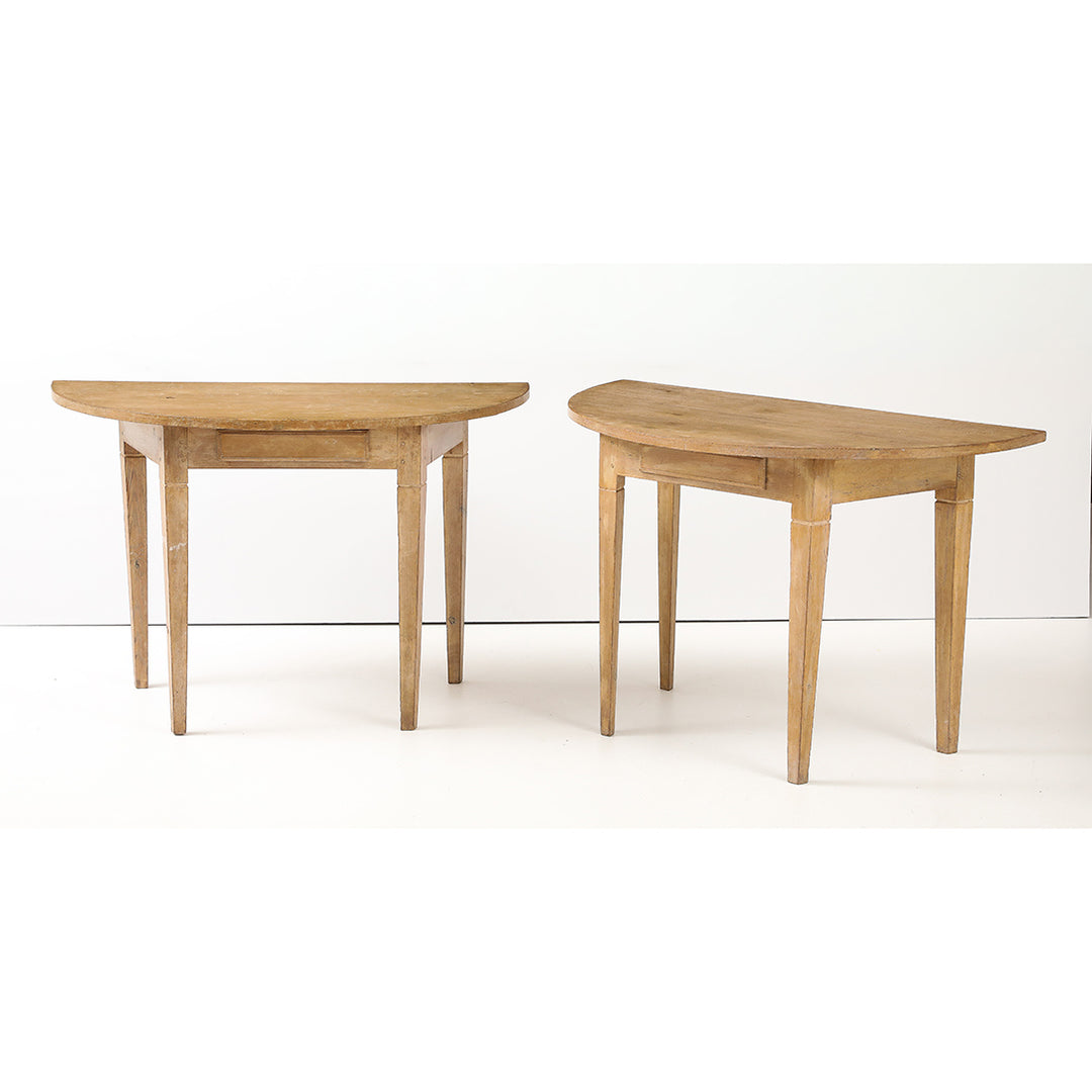 Pair of Antique Swedish Demilune Tables