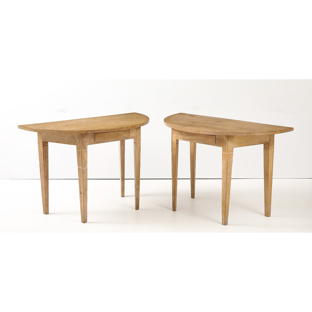 Pair of Antique Swedish Demilune Tables