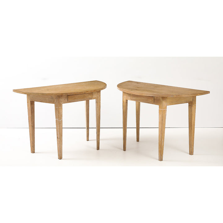 Pair of Antique Swedish Demilune Tables