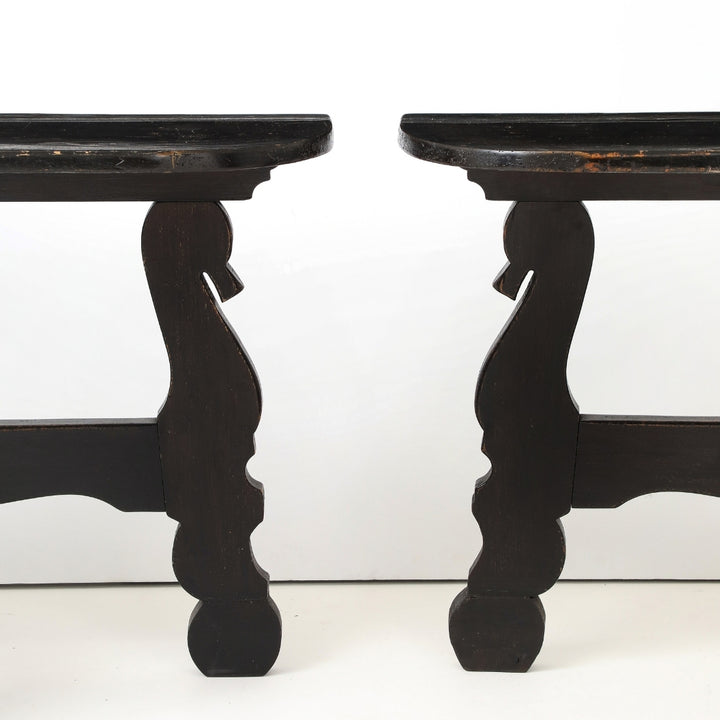 Pair of Antique French Ebony Consoles