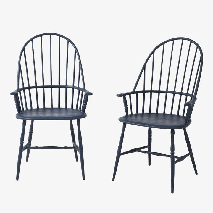 Pair of Vintage Powder Coated Steel Windsor Chairs in Blue