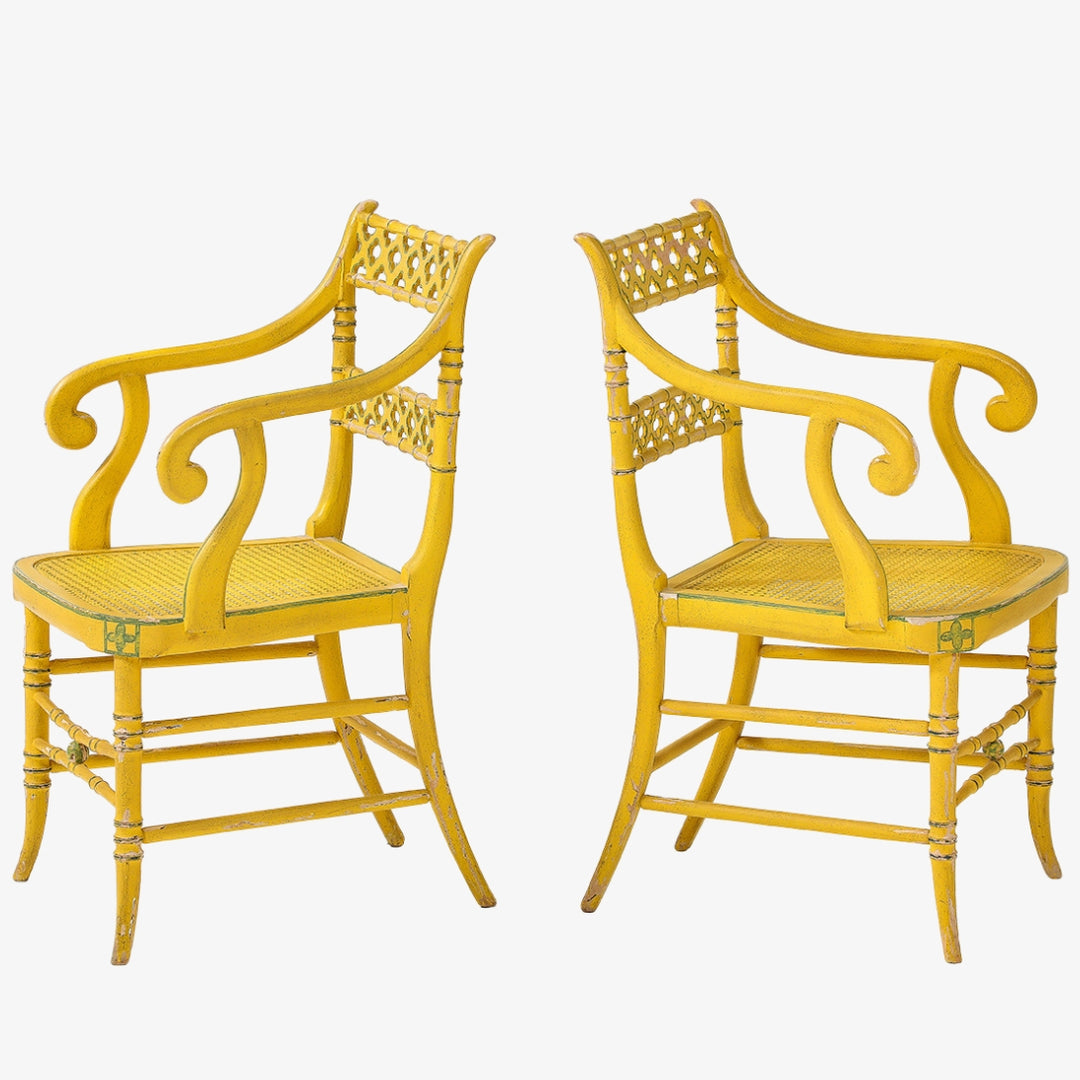 Pair of Regency Style Yellow Armchairs, circa 1960
