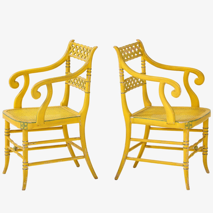 Pair of Regency Style Yellow Armchairs, circa 1960