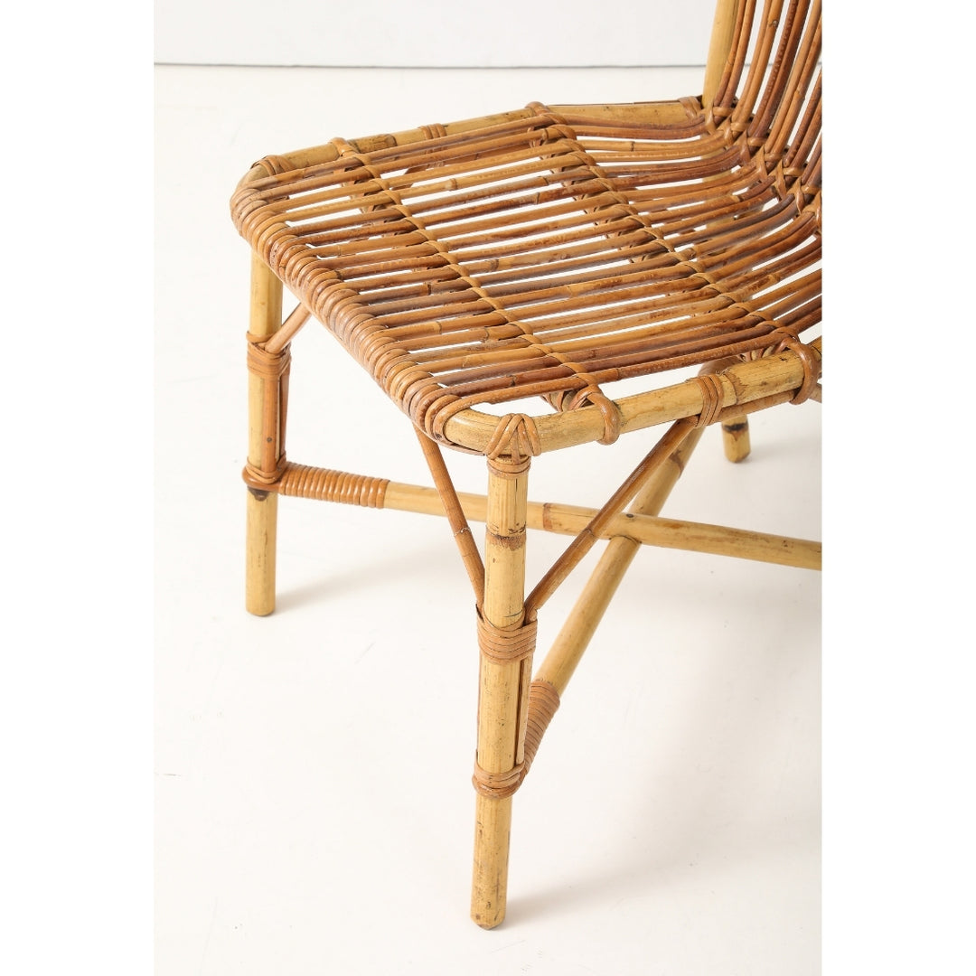 Vintage Desk &amp; Chair in Oak &amp; Rattan by Audoux-Minet, France, circa 1960