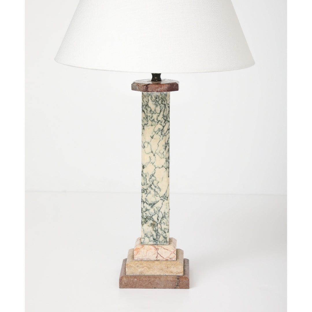 Antique Marble Lamp with Linen Shade